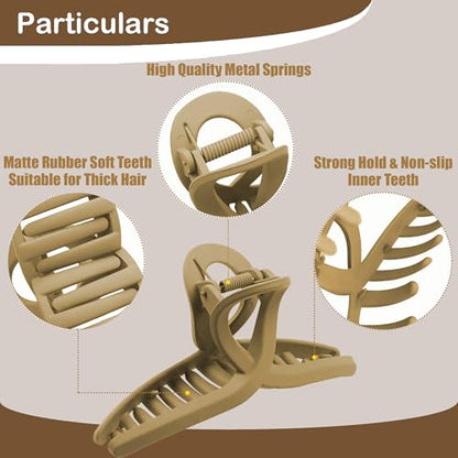 Extra Large Hair Claw Clips for Thick Hair, Big Non-Slip Claw Clips for Women, 5 Pack 5.1" Jelly & Matte Hair Clips for Long Hair (Oval-A 5pcs 5.1") - color: Oval-A 5pcs 5.1"