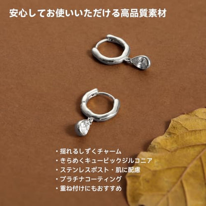 ARSIS Heart Charm Huggie Hoop Earrings for Women, Dainty 18K Gold Plated Heart Drop Hoops with CZ, Hypoallergenic, 925 Sterling Silver Posts, Tarnish-Free, Lightweight Jewelry Gift for Her - color: Teardrop Drop Earrings Silver