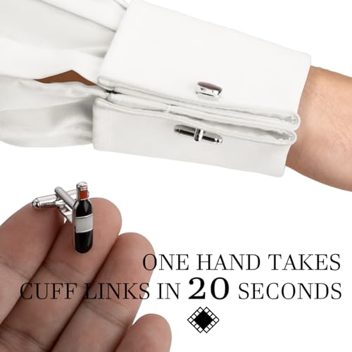 HAWSON Various Unique Cuff Links Mens, Animal/Tactical/Music/Holiday/Cufflinks, Themed Wedding Dinner Party Gift Suit Accessories - style: Red Wine Bottles and Glass