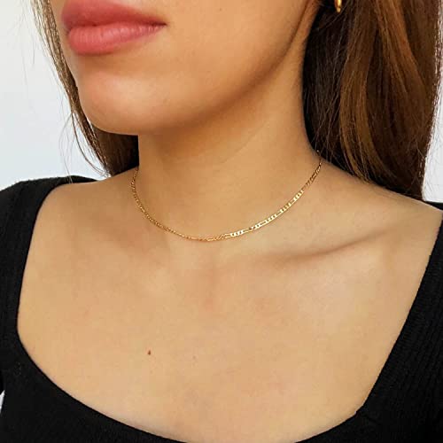 Aisansty Dainty Layered Choker Necklaces Handmade Coin Tube Star Pearl Pendant Multilayer Adjustable Layering Chain Gold Plated Necklaces Set for Women - color: Gold, style: Gold-Flower