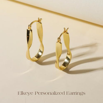 Golden Hoop Earrings For Women The Twisted Close-Fitting Hoop Shape Is Crafted With Gold-Plated Material And S925 Silver Pins Light Luxury Elegant Unique And Minimalist Style - color: GEE4020-Gold