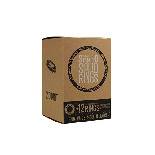 Trellis + Co Stamped Stainless Steel Wide Mouth Mason Jar Replacement Rings | Bands / Tops | Durable & Rustproof | For Pickling, Canning, Storage (12 Pack) - size: 12 Pack
