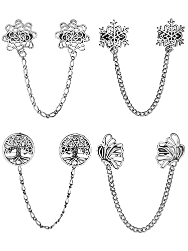 Yunlly 4 Pieces Vintage Sweater Shawl Clips Retro Cardigan Collar Clips Dress Shirt Brooch for Women Wearing