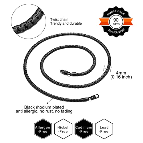 GoldChic JEWELRY Chunky Cuban Chains for Men,Stainless Steel Cuban Chain Necklace, Venetian Chain Curb Chain Hip Hop Jewelry,4/6/9/12/14mm Width,14-30 inch Length, Black/Gold Plated/Silver - color: Black, size: 26"(66cm), style: Venetian Chain-4MM width