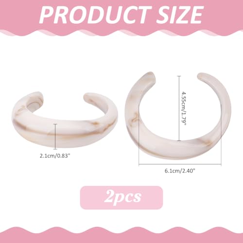 2Pcs Acrylic Cuff Bracelet Opaque Chunky Cuff Bangle Bracelets for Women Irregular Large Bracelets Fashion Open Geometric Wide Bracelet for Lady Holiday Charm Jewelry Gift - color: White
