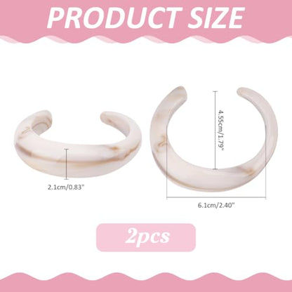2Pcs Acrylic Cuff Bracelet Opaque Chunky Cuff Bangle Bracelets for Women Irregular Large Bracelets Fashion Open Geometric Wide Bracelet for Lady Holiday Charm Jewelry Gift - color: White