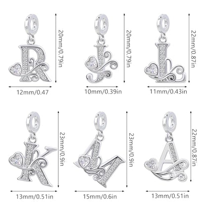 925 Sterling Silver Letter Charms for Pandora Bracelets Silver Letter A Alphabet Charm Initial Dangle Charms Beads Jewelry Gift for Women - style: Dangle Letter Charm F