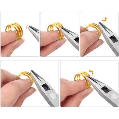 5 Pack Jewelry Pliers Tool Set, Wire Wrapping Tools for Jewelry Making | Bracelet And Earring Making Tools, Includes Round, Chain, Needle, Bent & Zipper Pliers, Repair Kit, Pinzas Para Joyeria