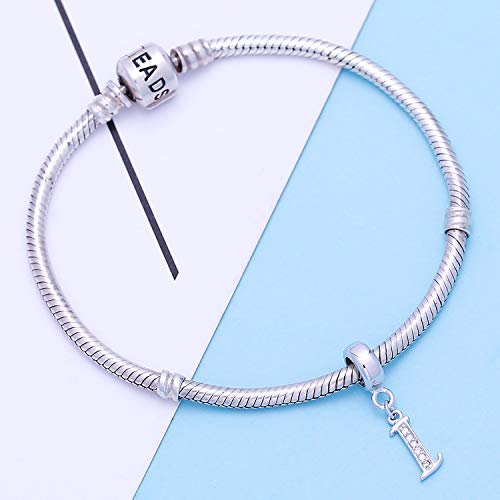 925 Sterling Silver Letter Charms Fits Pandora Bracelets, Gift for Women | A-Z Alphabet Initial Charm with CZ,Great gift for Christmas, Valentine's Day, Mother's Day. - color: I