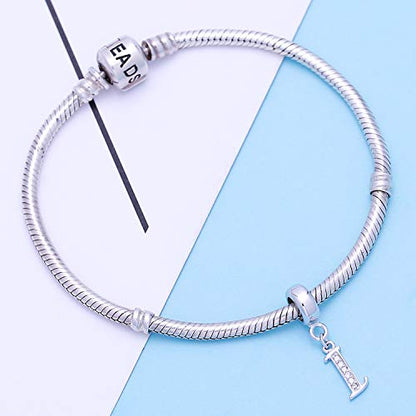 925 Sterling Silver Letter Charms Fits Pandora Bracelets, Gift for Women | A-Z Alphabet Initial Charm with CZ,Great gift for Christmas, Valentine's Day, Mother's Day. - color: I