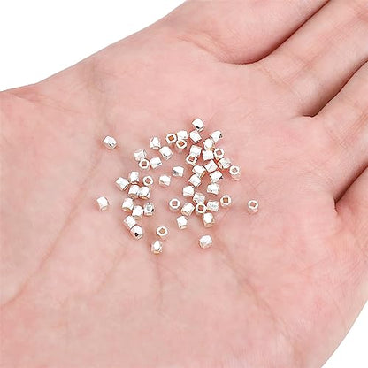 Silver Plated Faceted Spacer Beads 2x2mm 50pcs for Jewelry Making Findings Non Tarnish - color: Silver, size: 2x2mm Faceted