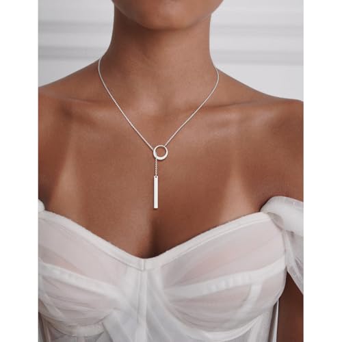 VIROMY Gold Long Y Necklaces for Women Trendy - Dainty Lariat Chain Drop Pendant Necklace for Women Gold Statement Jewelry - color: Y Necklace 01-Silver