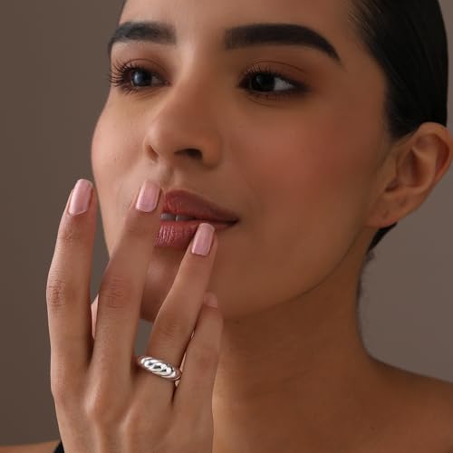 LeCalla 925 Sterling Silver Chunky Bold Signet Rings for Women and Men | Textured Twisted and Ribbed Statement Rings | Minimalist Texture Silver Ring Jewelry for Women & Men (Sizes 6-8 No.) - size: Ring Size-6No., style: Croissant Braided