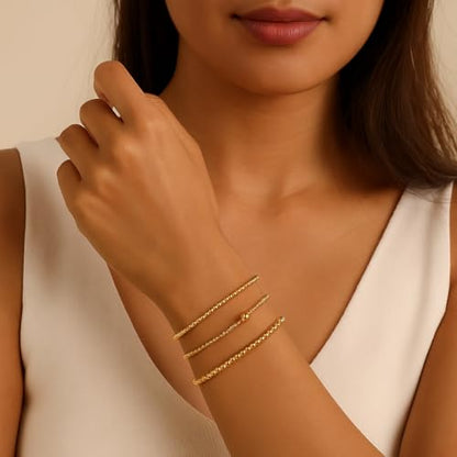 Gold Bracelets for Women, Beaded Cross Stack, Non Tarnish Set，Set-1 | Gold Beaded Bracelet Stack with Stretch Fit, Waterproof Finish and Dainty Design for Everyday Wear and Gifts - color: Colors-16