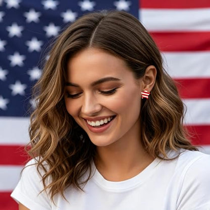 4th of July Earrings,Patriotic Dangle Stud for Women, Fourth of July Jewelry for Veterans Day - color: TwoStars