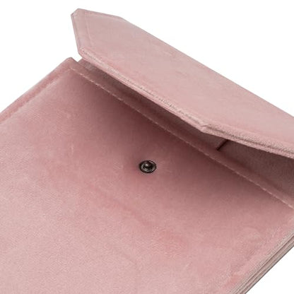 Velvet Necklace Jewelry Travel Folder Storage Display Case (Pink) - color: Pink