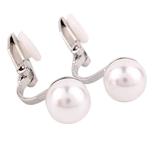 1-5 Pairs Pearl Clip on Earrings for Women Non Piercing Earrings Set Hypo-Allergenic Earrings - color: 4 Pairs White Clip-ons