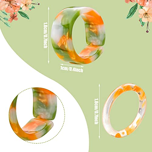 Hicarer 25 pcs Resin Acrylic Plastic Knuckle Rings for Women Colorful Chunky Trendy Stackable Jewelry Open Adjustable Band Rings Retro Aesthetic Gift for Girls Anniversaries Birthdays Graduations