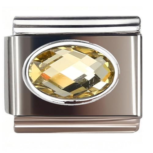 Italian Bracelet Charm,9mm,April,Birthday & Date > Birth Stone - Simple Ellipse - color: November