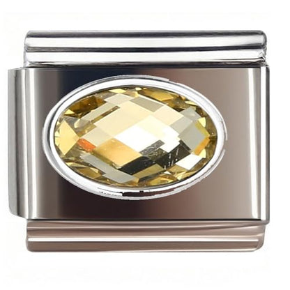 Italian Bracelet Charm,9mm,April,Birthday & Date > Birth Stone - Simple Ellipse - color: November