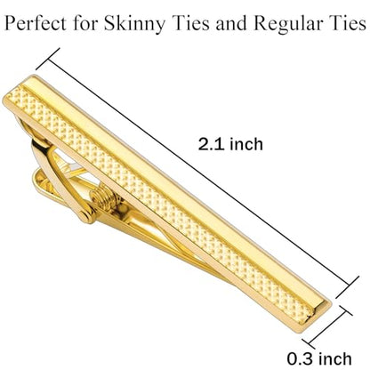 Tie Clip for Men, TAIGRAMA Tie Bar and Tie Pin Clip for Skinny Ties Gold Rose Gold Silver Black, Unique Mens Tie Clip Tie Clasp Suitable for Wedding Anniversary Business Professional and Best Gift - style: Style2-Golden