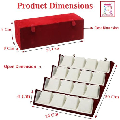 atorakushon Cream Velvet Folding jewellery Vanity Box Make-Up pouch Multipurpose 16 pair Earrings With Free Ring Box Organizer - style: Combo Jhumka Earring & Ring Organiser Set Cream