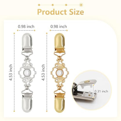 Frutain 2Pcs Cinch Clip Waist Cincher Clips for Women Dress Back Cinch & Shawl Cardigan Sweater Shirt Fasteners(GS) - style: GS-Pearl-Diamond Flower