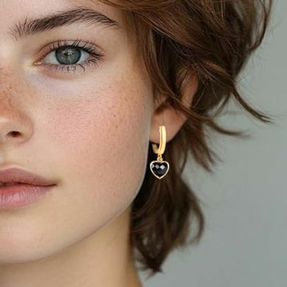 Geometric 14K Gold Crystal Stone Quartz Gemstone Leverback U Hoop Drop Dangle Earrings Jewelry for Women - color: F04