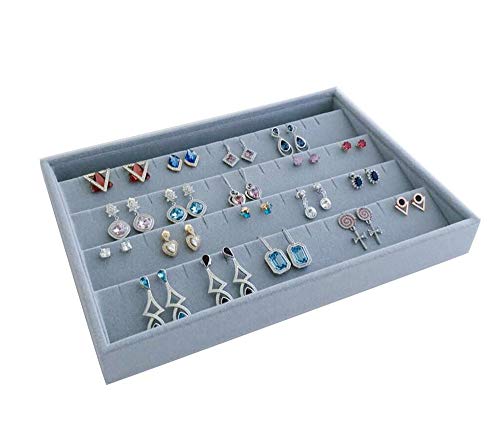 Premium Quality Grey Velvet Stackable Organizer Tray Earrings Jewelry Storage Store Home Organization Closet Drawer Inserts Dividers - size: Stud Earrings