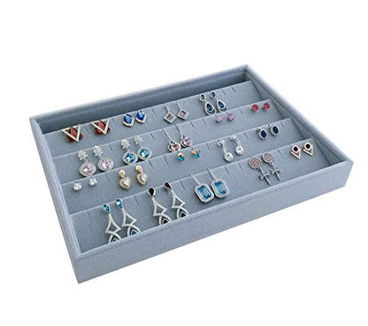 Premium Quality Grey Velvet Stackable Organizer Tray Earrings Jewelry Storage Store Home Organization Closet Drawer Inserts Dividers - size: Stud Earrings