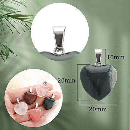 Lezam 24 Pieces Healing Crystal Heart Moon Cross Shaped Pendants Necklace Charms for DIY Jewelry Making Natural Quartz Stones Chakra Love Beads Bulk - color: 24Pcs-A