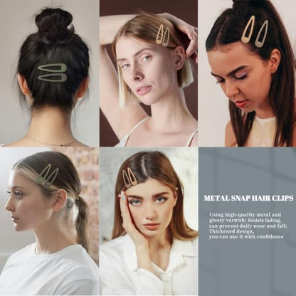 Small Hair Barrettes For Women No Slip Metal Snap Clips For Thin And Fine Hair,Matte Black Brown Green Gray,20 PCS,1.97 x 0.5 Inch. - color: Matte Black Brown Green Gray