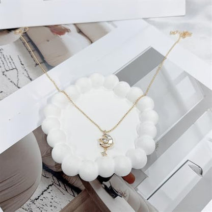 Elegant Moon Star Pendant Necklace for Women Trendy Imitation Crystal Necklace Trendy Adjustable Beaded Chain Delicate Celestial Wedding Engagement Anniversary Statement Jewelry for Valentine Mother