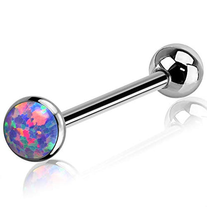 OUFER Titanium Tongue Piercing Barbell Jewelry Tongue Rings with White Opal G23 Solid Titanium Tongue Rings for Women Men - color: Purple Opal