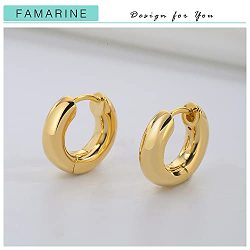 FAMARINE Chunky Thick Hoop Earrings for Women Gold Hoops Huggie Earrings for Men Gift - color: 5/8" Hoop