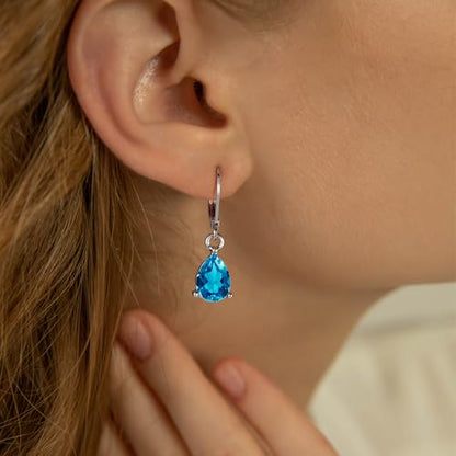 Dangle Earrings for Women Multicolor Crystal Drop Earrings Set Leverback Teardrop Earrings 925 Silver and 14K Gold Plated Hypoallergenic Fashion Cubic Zirconia Dangle Earrings Trendy Jewelry Gifts for Women - style: Teardrop Set-S 4