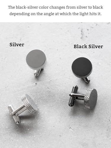 [TAVARAT] Cufflinks for Men cuff links mens classic round shape Black Silver Light Gold Tps-177 - style: black silver (Tps-173)