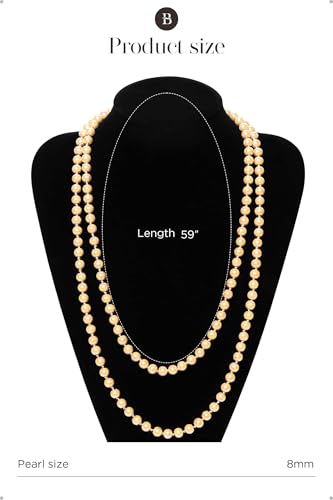 BABEYOND Long Pearl Necklace Faux Pearls Necklace Set Beaded Long Pearls Necklace 1920s Gatsby Costume Jewelry - color: Gold