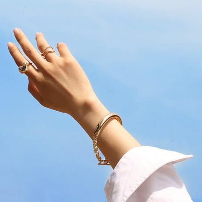 PEARLADA 18k Gold Plated Chain Layerd Bracelet Coin Charm Toggle Bracelet Trendy Cubic Zirconia Jewelry - color: Tube