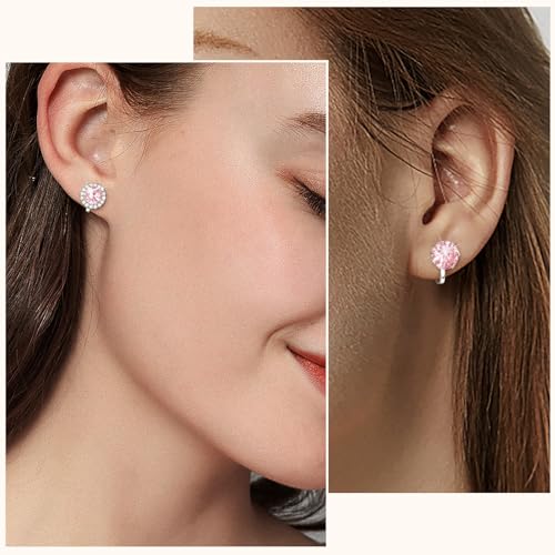 Cubic Zirconia Clip on Earrings - Women Hypoallergenic Comfortable Non Pierced Stud Earrings for Wedding and Dance Competitions, Clip-on Earrings Silver Gold - color: Silver-cz