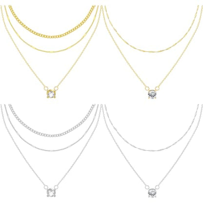 NEWITIN 6 Pieces Pendant Layered Necklaces for Women Gold Necklace Set | Hypoallergenic, Gold Plated, Cubic Zirconia, Cuban Link, Snake Chain, Stackable Chains Choker, Layering Necklace, Women Gifts - color: Gold Silver Fashion
