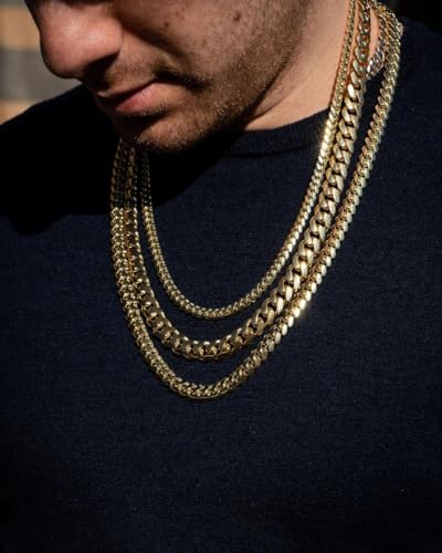 CG&KYGG 12MM 14K Gold Plated Cuban Link Bracelet for Men, Chunky 316L Stainless Steel Chain Necklace for Women, Gift for Birthday & Holiday(Delicate Package, Double Safety Clasp with 14K Stamp) - style: 12mm 14k gold necklace