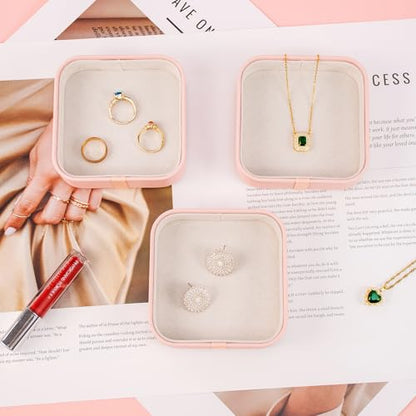 Set of 3 Small Stackable Jewelry Organizer Trays Mini Jewelry Drawer Oragnizer Small Jewelry Display Tray for Necklace Bracelet Rings Earrings and Makeup (LightPink) - color: LightPink