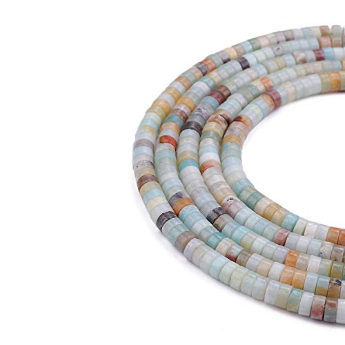 BEADIA Natural Amazonite Spacer Beads Caps Loose Semi Gemstone for Beading Jewelry Making 6mmx3mm 38cm - color: Amazonite, size: Round 6mm x 3mm