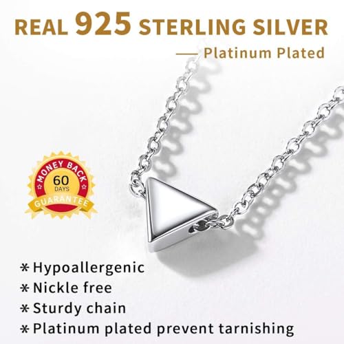 ChicSilver 925 Sterling Silver Cross/Heart/Butterfly/Star/Moon Necklace for Women, Hypoallergenic Dainty Small Silver Pendant Necklaces (with Gift Box) - style: 07.Triangle