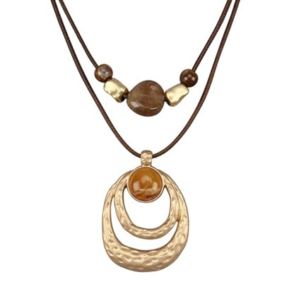 Boho Necklaces for Women Chunky Circle Necklace Bohemian Necklaces | Chunky Boho Necklace for Women Layered Boho Circle Leather Choker Necklace Long Vintage Necklaces Bohemian Jewlery Gifts - style: Large Boho Necklace
