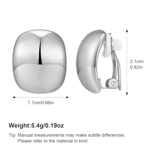 MUYAN Dainty Chunky Clip On Earrings for Women Multiple Styles Gold Silver Retro Clip Earrings - color: Silver