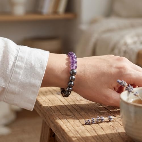 Bivei Protection Crystal Healing Bracelet | 8MM Strength Bracelet Spiritual Stretch Beaded Jewelry for Women Men Gift - color: Quit Smoking, size: Medium 6.8-7.3 inch