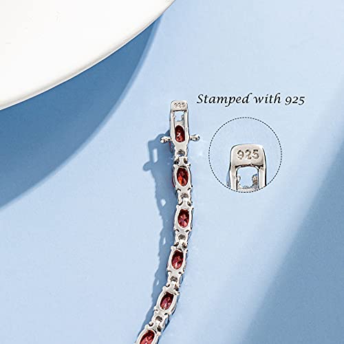 FANCIME Glamour Radiance Sterling Silver Birthstone Tennis Bracelets 7" | Charm Fine Jewelry Birthday Gifts for Women - color: Garnet