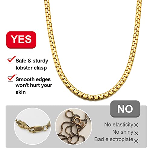GoldChic JEWELRY Chunky Cuban Chains for Men,Stainless Steel Cuban Chain Necklace, Venetian Chain Curb Chain Hip Hop Jewelry,4/6/9/12/14mm Width,14-30 inch Length, Black/Gold Plated/Silver - color: Gold, size: 26"(66cm), style: Venetian Chain-4MM width